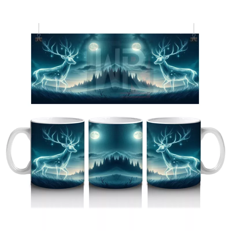 Parlak Işıklı Kanatlı Ruh Figürüyle Fantastik Cadılar Bayramı Baskılı Kupa