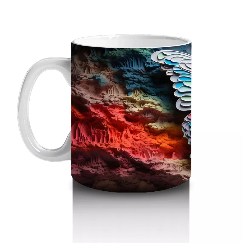 Parlak Işıltılı Kanatlarıyla Büyük Kelebek – Baskılı Kahve Kupası - 2