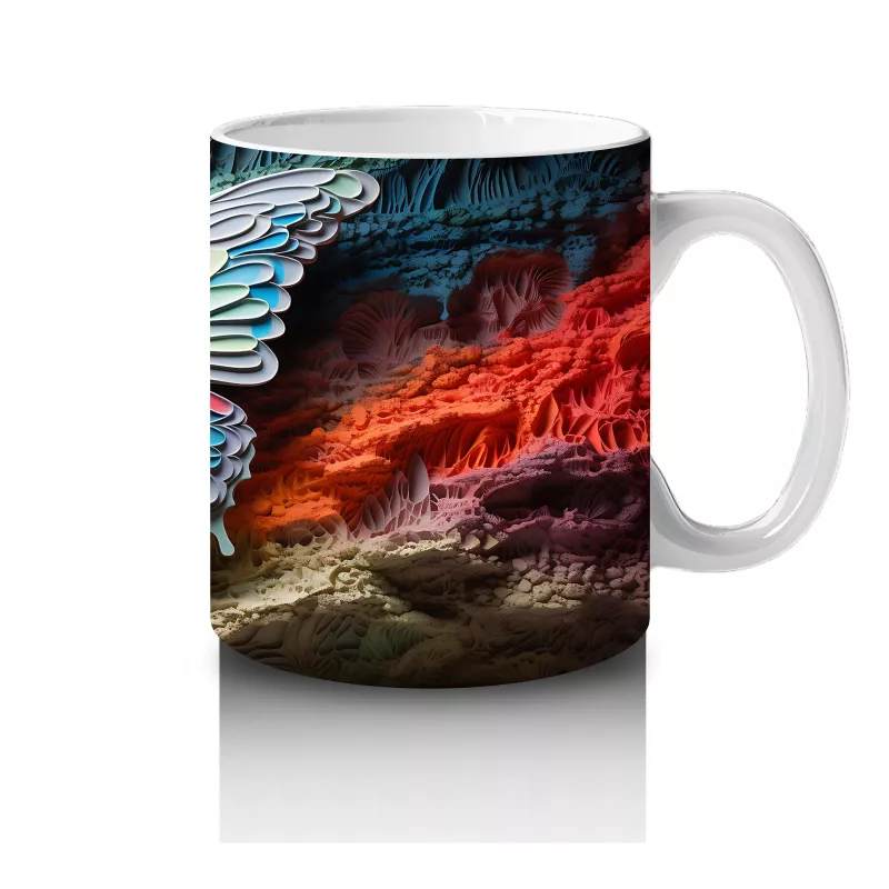 Parlak Işıltılı Kanatlarıyla Büyük Kelebek – Baskılı Kahve Kupası - 4