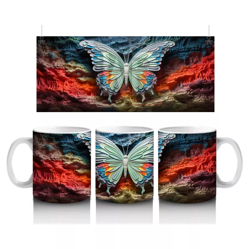 Parlak Işıltılı Kanatlarıyla Büyük Kelebek – Baskılı Kahve Kupası