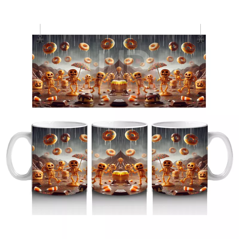 Parlayan Balkabakları Desenli Gotik Cadılar Bayramı Baskılı Kupa