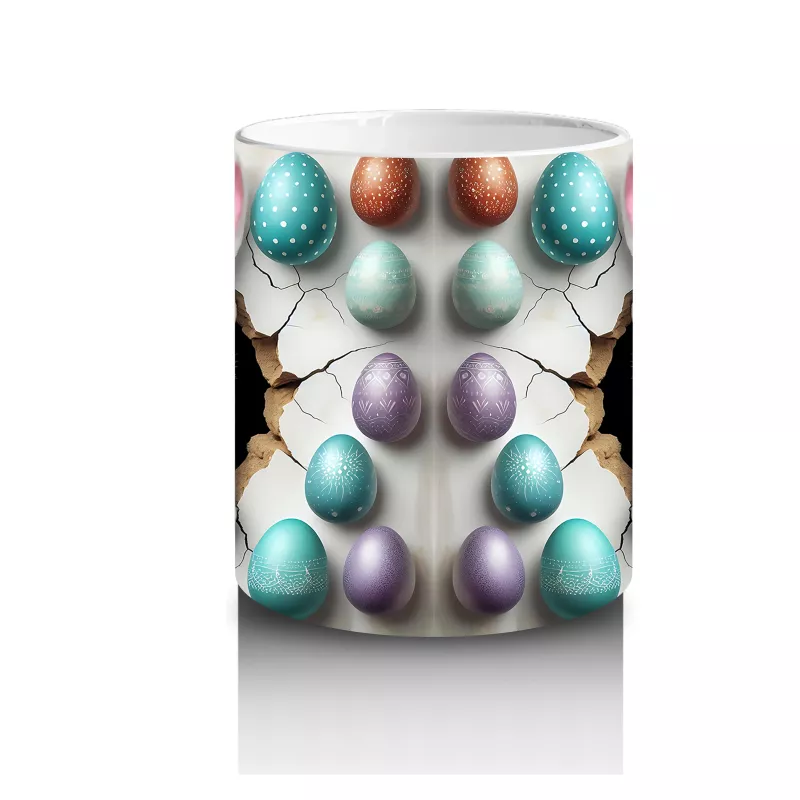 Paskalya Yumurtaları Arasında Sevimli Tavşanlar – Baskılı Kahve Kupası - 3