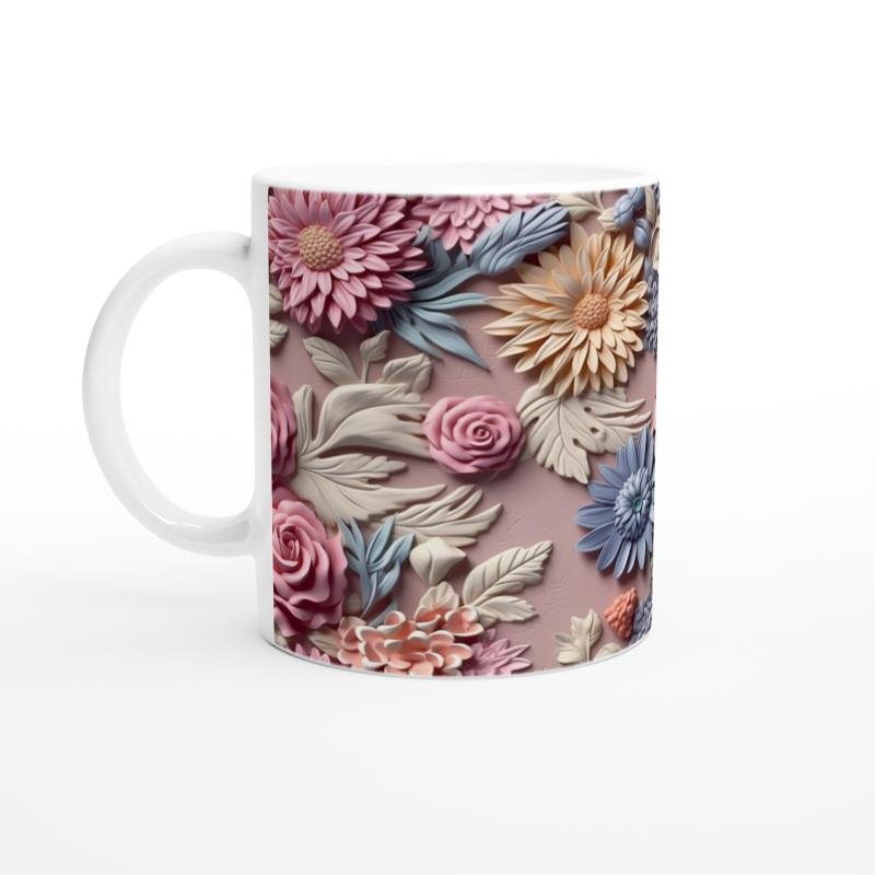 Pastel Bahar Çiçekleri Desenli Kupa Bardak