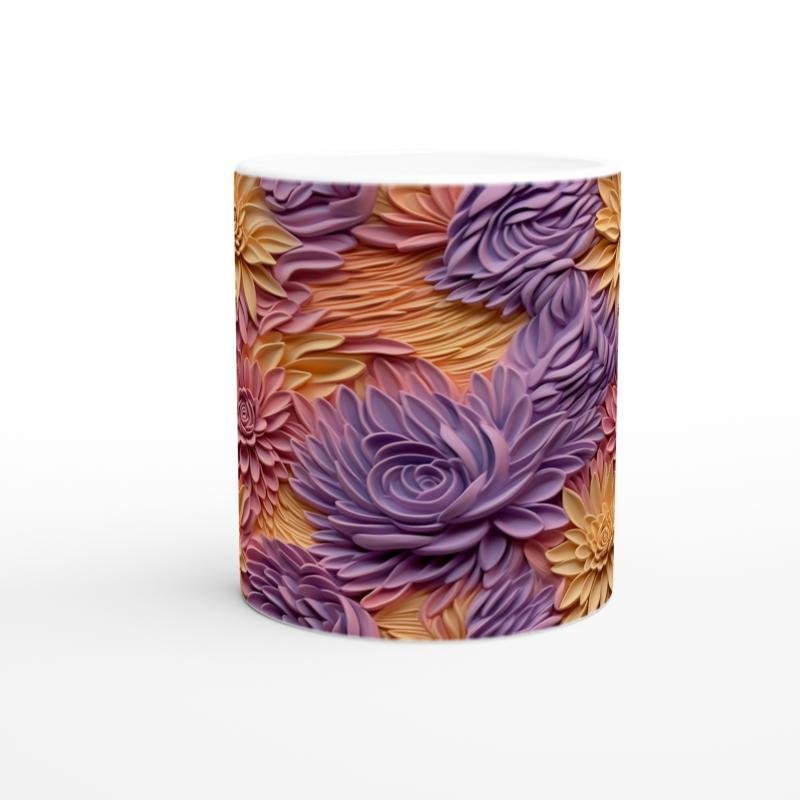 Pastel Bahar Dokulu Çiçek Desenli Kupa Bardak - 2