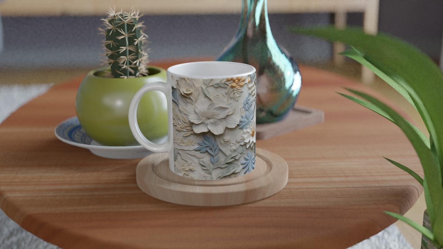 Pastel Bahar Dokunuşlu Çiçekli Kupa Bardak - 4