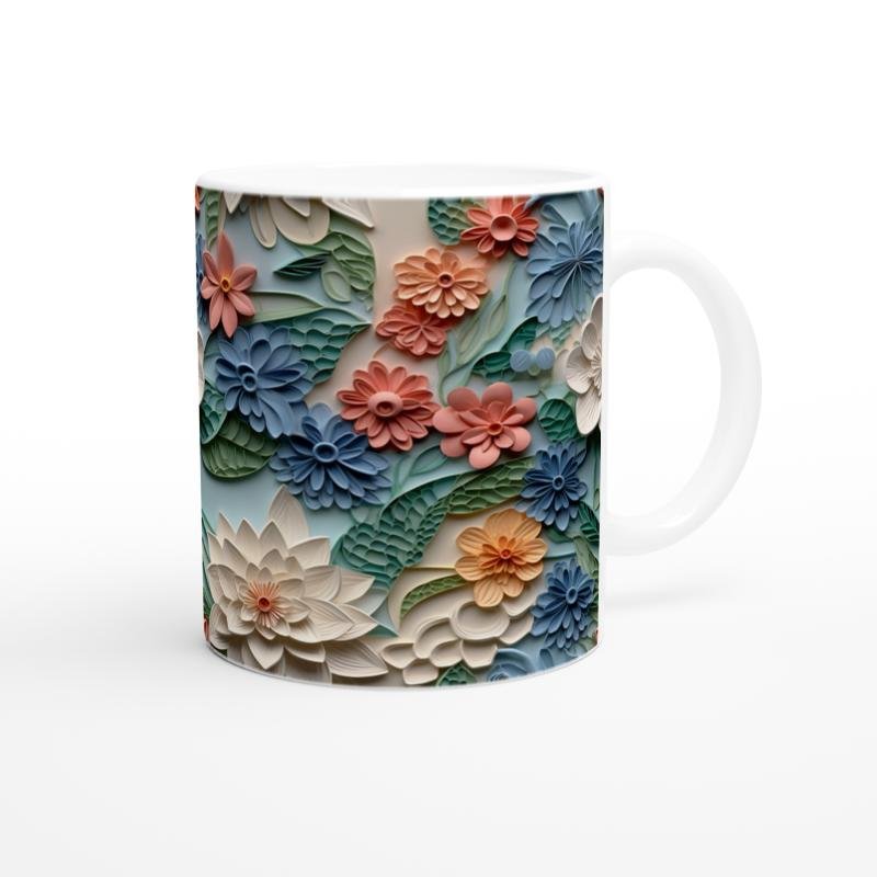 Pastel Bahar Tonlarında Neşeli Çiçek Desenli Kupa Bardak - 3