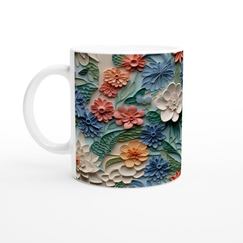 Pastel Bahar Tonlarında Neşeli Çiçek Desenli Kupa Bardak