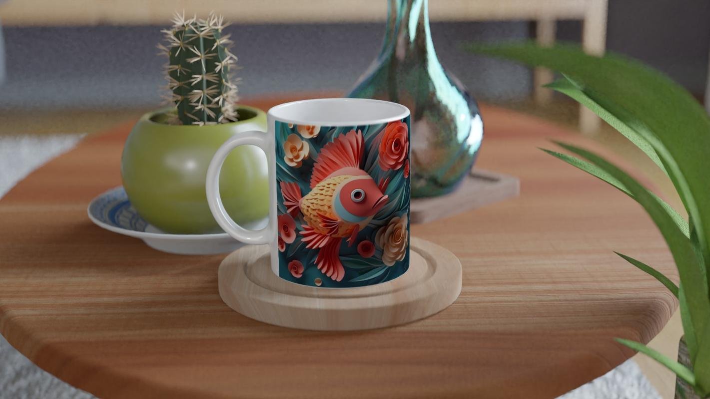 Pastel Balık Baskılı Kupa Bardak - 4