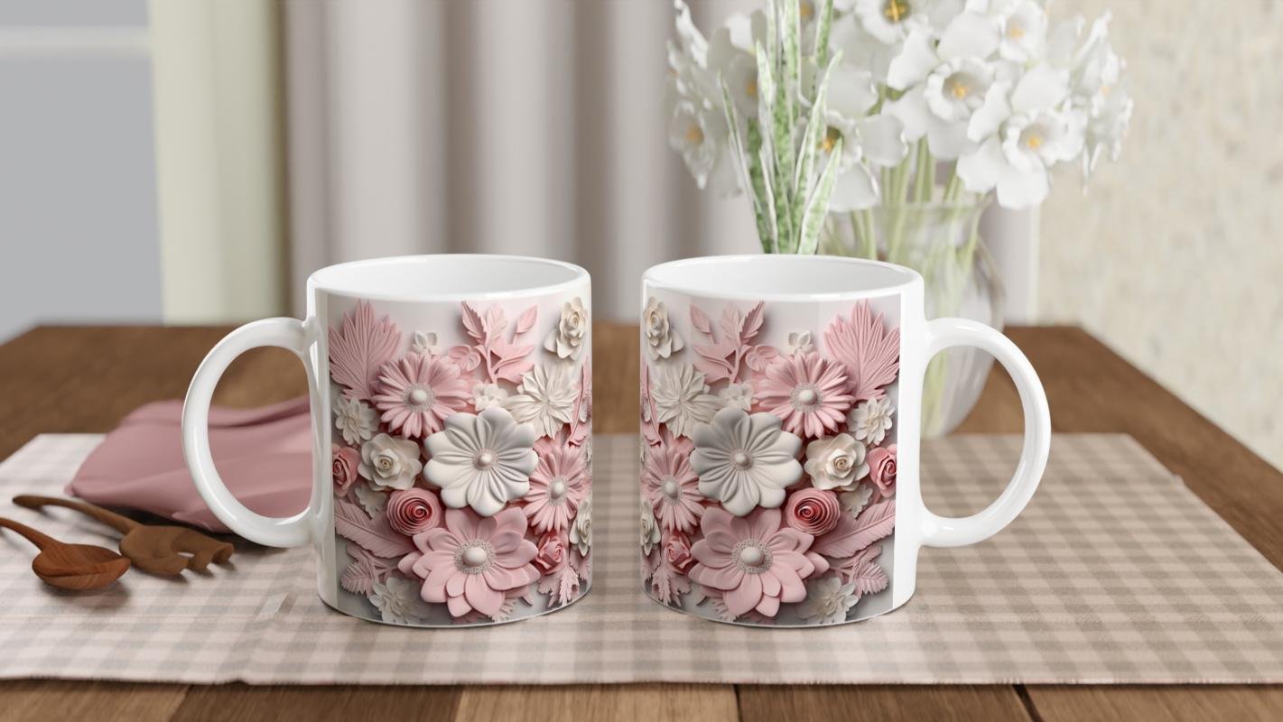 Pastel Çiçek Bahçesi Temalı Baskılı Kupa Bardak - 5