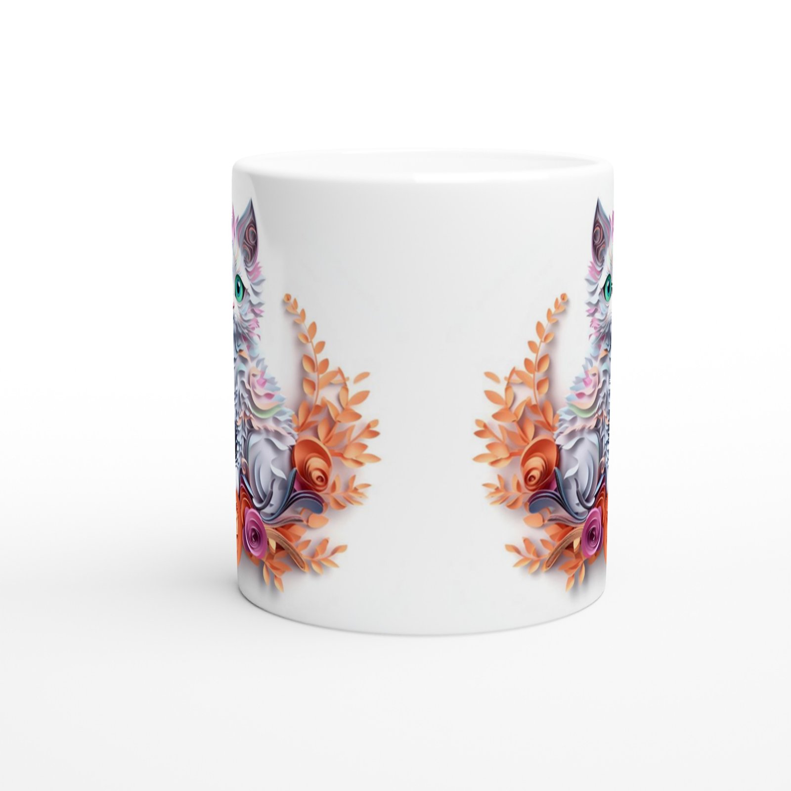 Pastel Çiçekli Tatlı Kedi Kupa Bardak - 2