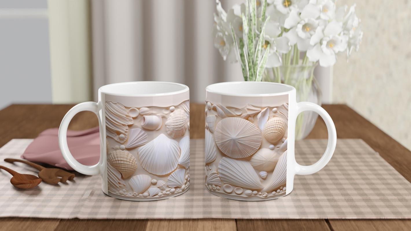 Pastel Kabuk Desenli Sade ve Şık Su Altı Temalı Kupa Bardak - 5