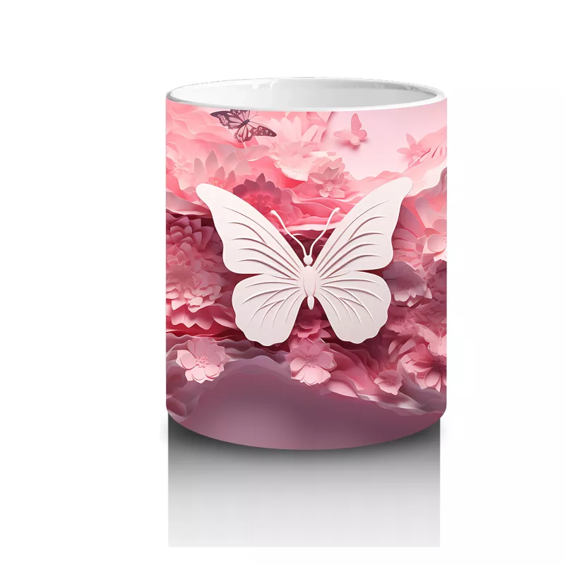 Pastel Renkli Şık Kelebek– Baskılı Kahve Kupası - 3