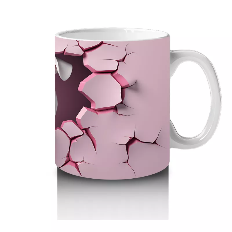 Pembe Arka Planda Bulldog Deseni - Baskılı Kahve Kupası - 4