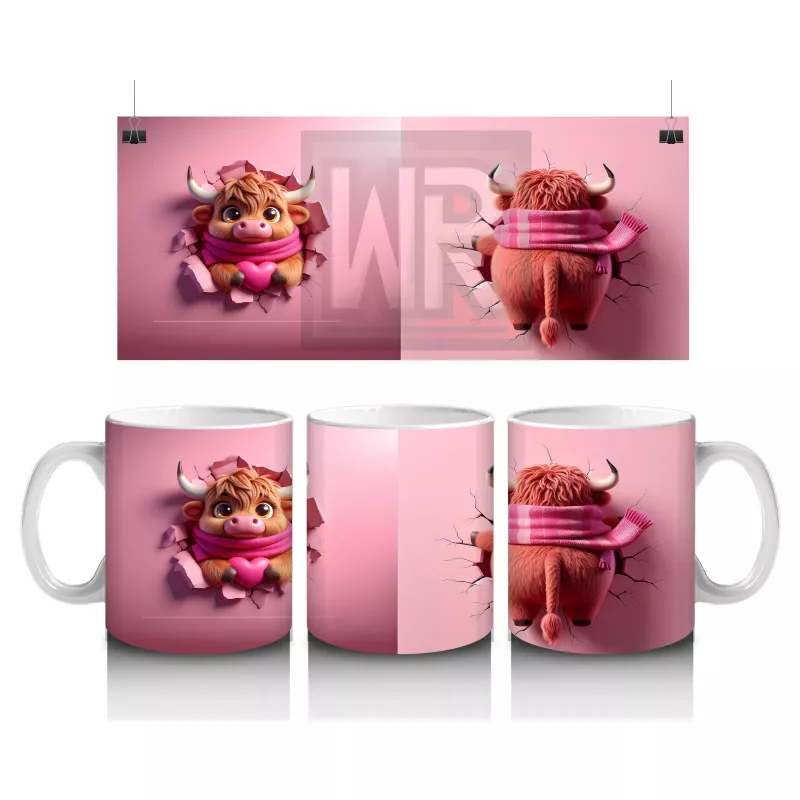 Pembe Arka Planda Oyuncak Ayıcıklar – Baskılı Kahve Kupası