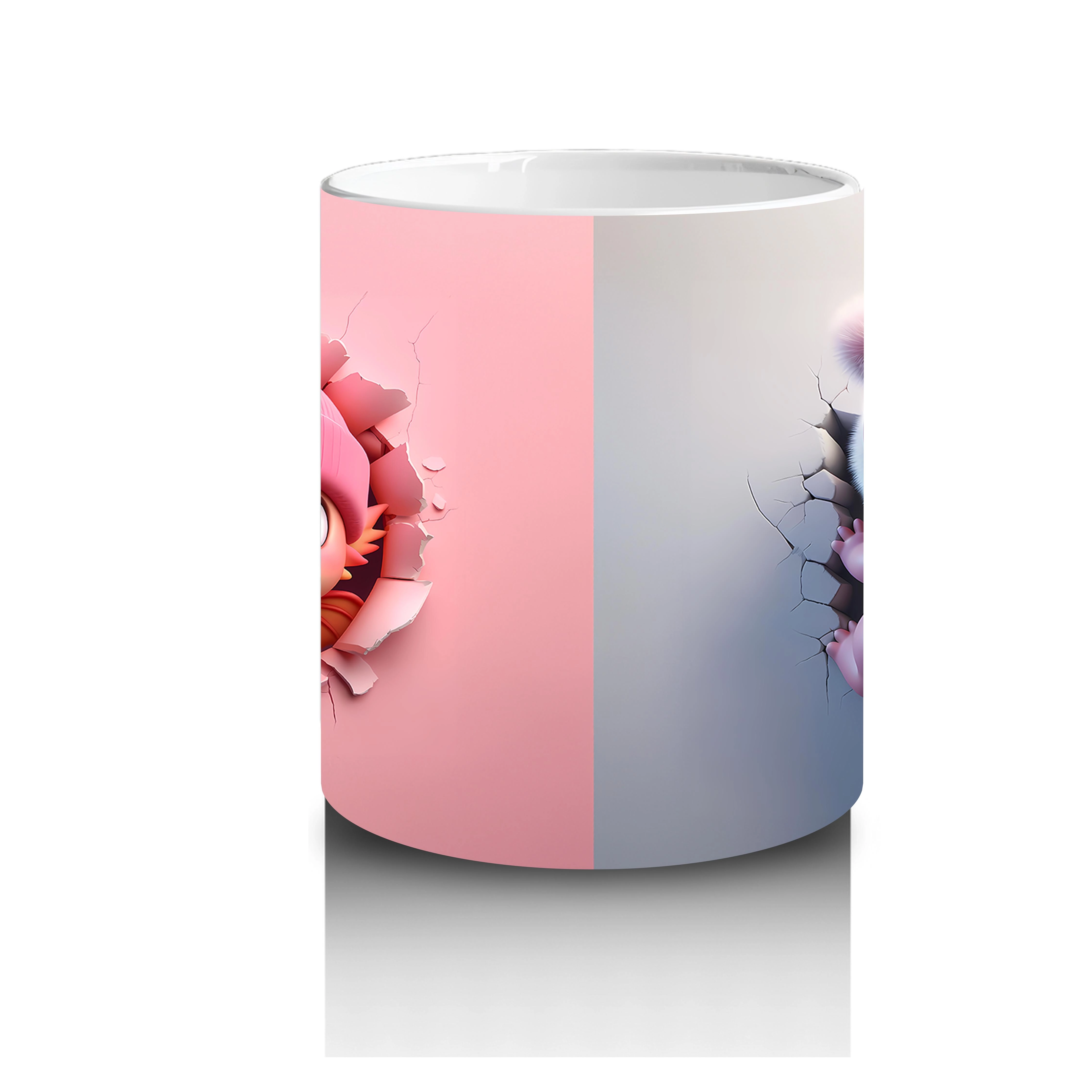 Pembe Bere Takmış Tilki Figürü - Baskılı Kahve Kupası - 3