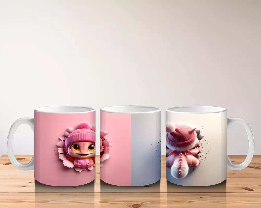 Pembe Bere Takmış Tilki Figürü - Baskılı Kahve Kupası - 5