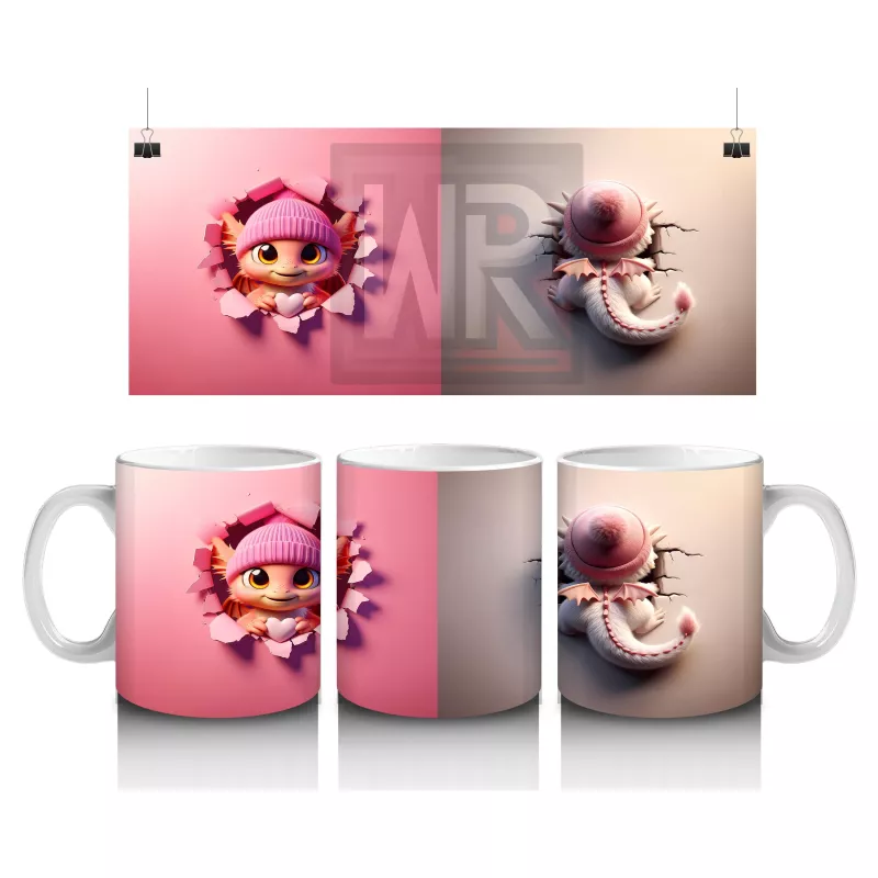 Pembe Bere ve Atkı Takmış Sevimli Yüz – Baskılı Kahve Kupası