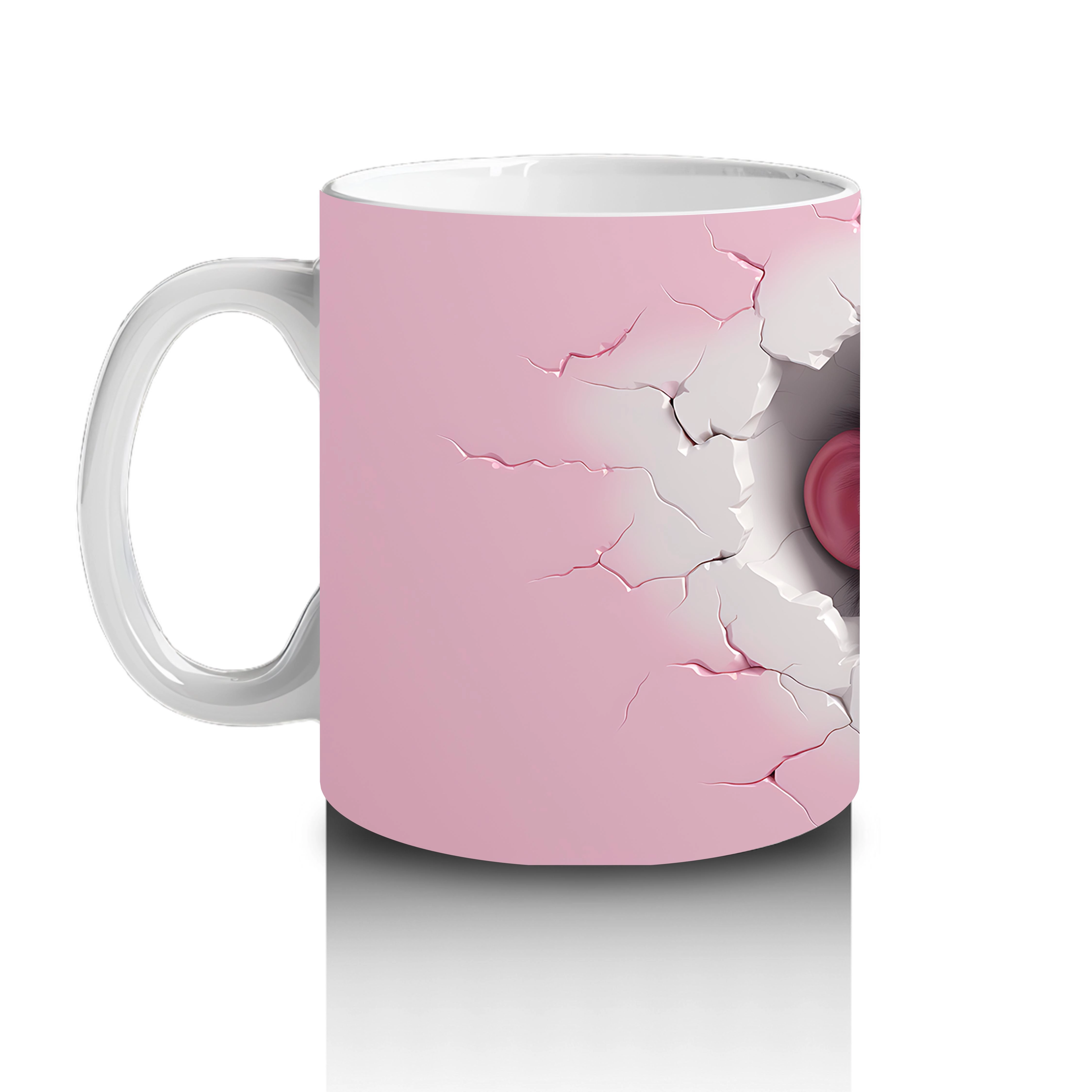 Pembe Çatlak Arka Planda Sevimli Maymun Figürü - Baskılı kahve kupası - 2