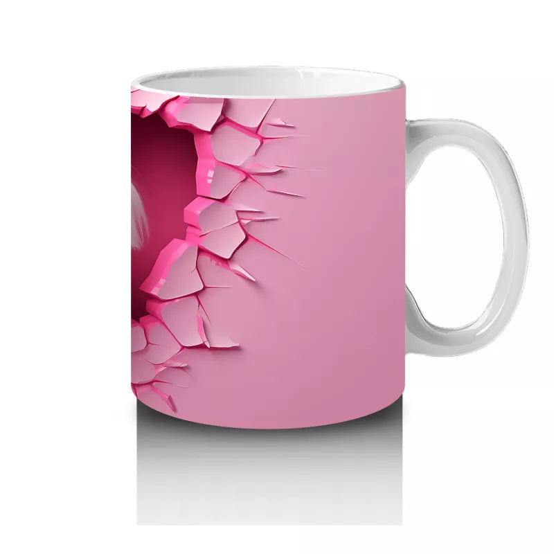 Pembe Çatlak Duvar Arasında Gülümseyen Beyaz Terrier - Baskılı kahve kupası - 4