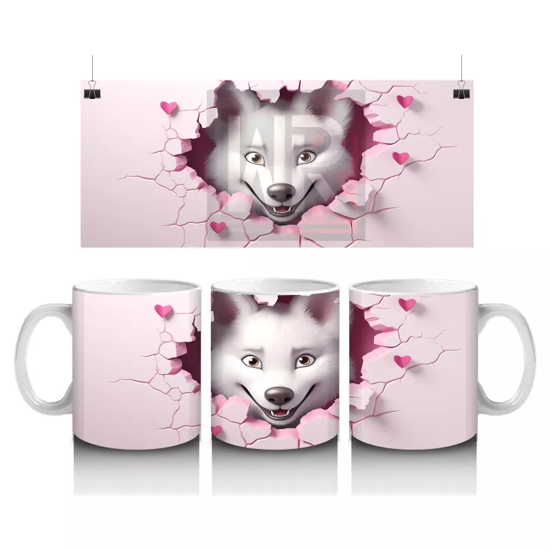 Pembe Çatlak Duvar Arasında Tilki Yavrusu – Baskılı Kahve Kupası