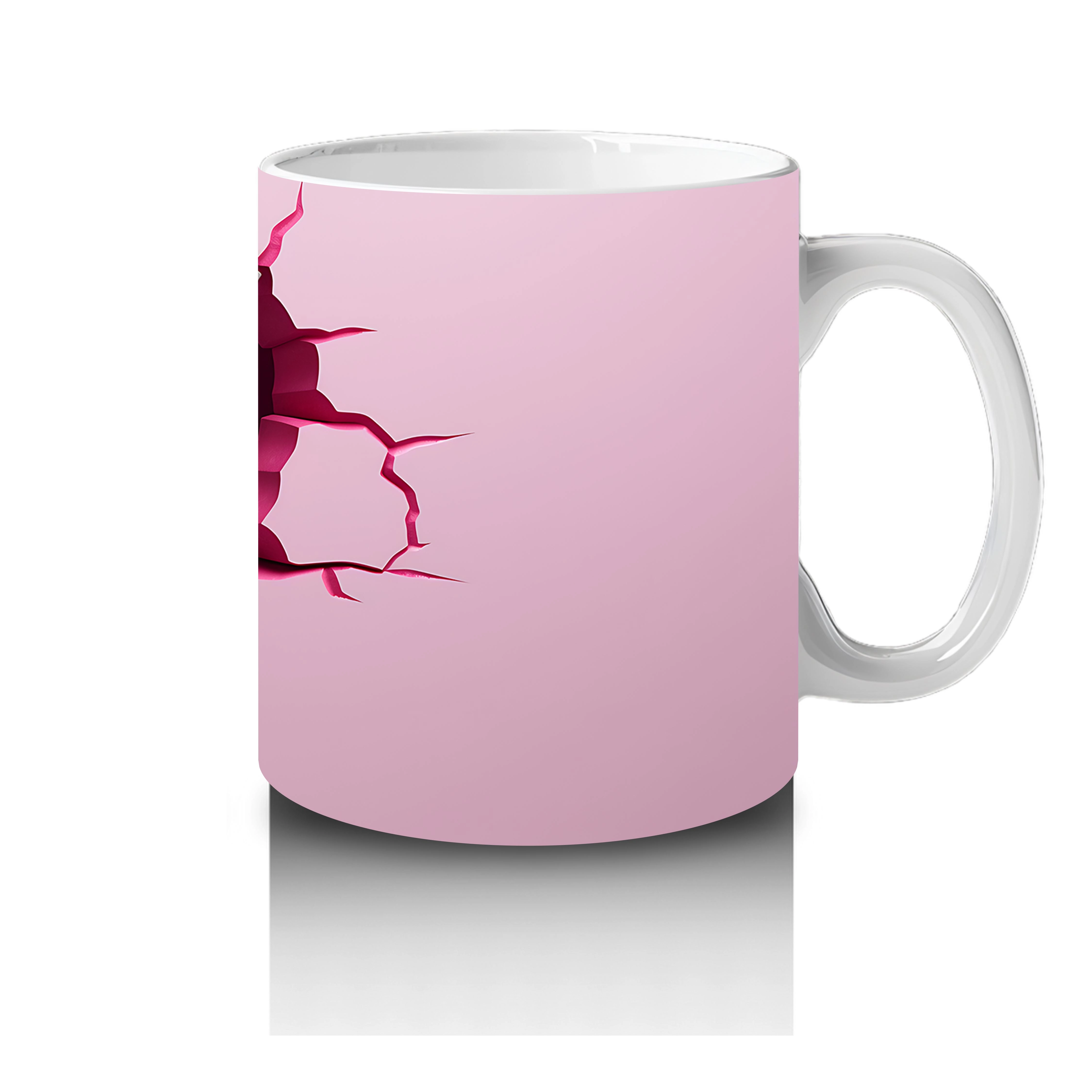 Pembe Çatlak Duvar Arasından Bakan Gergedan – Baskılı Kahve Kupası - 4