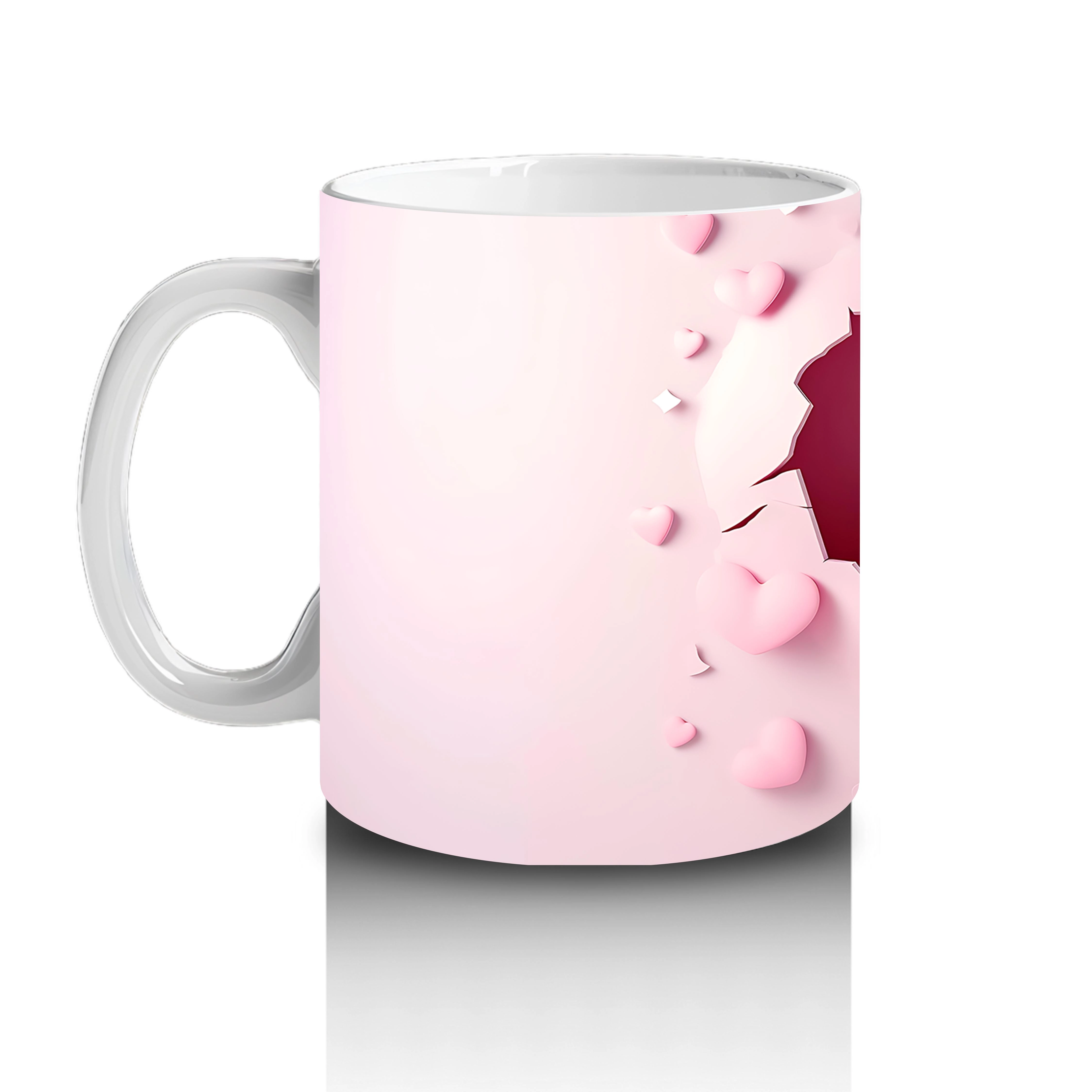 Pembe Çatlak Zeminde Yan Yana Oturan Sevimli Baykuşlar - Baskılı kahve kupası - 2