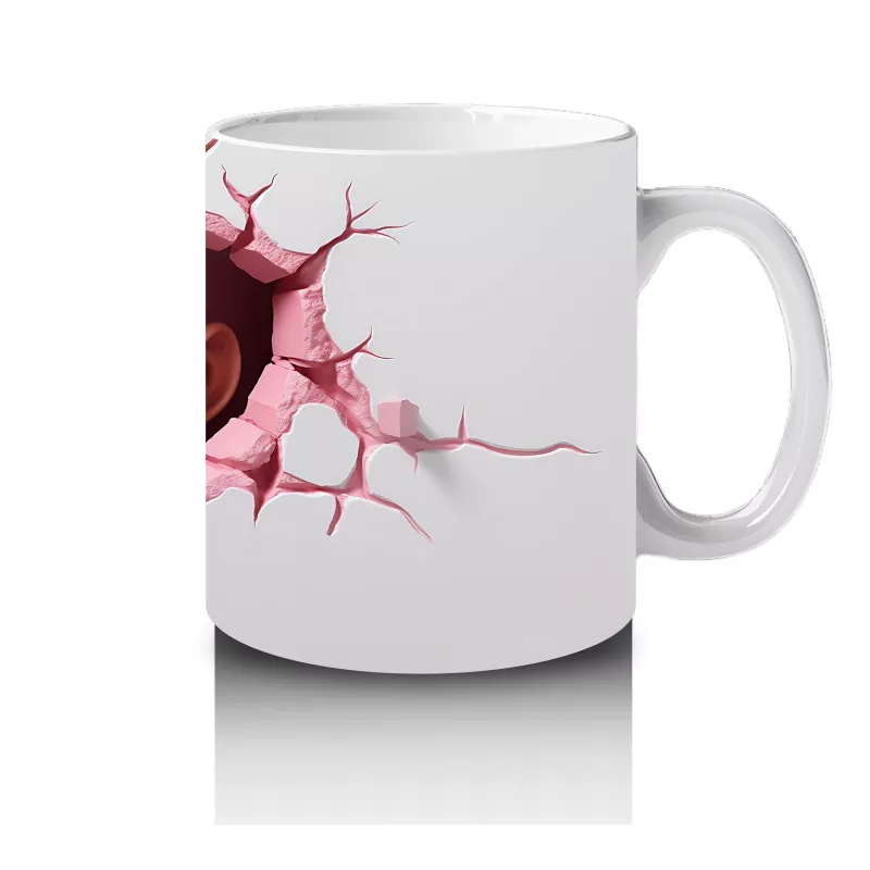 Pembe Çatlak Zeminden Bakan Sevimli Maymun Figürü - Baskılı kahve kupası - 4