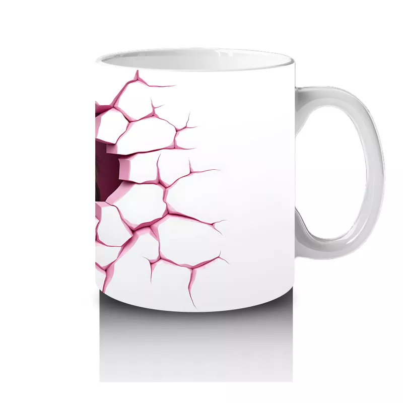 Pembe Çatlak Zeminden Bakan Sevimli Shih Tzu - Baskılı kahve kupası - 4