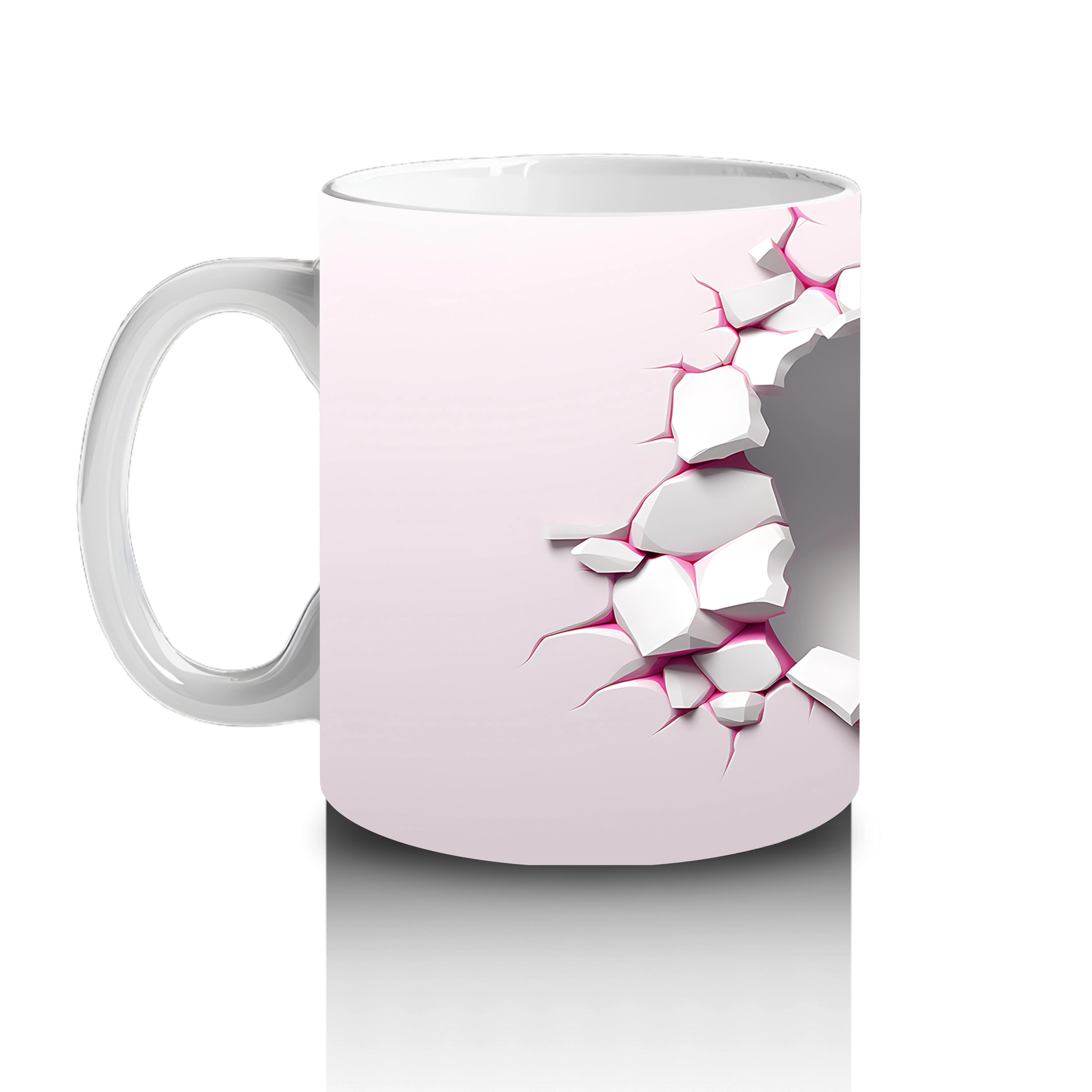 Pembe Çatlaklı Duvar Üzerinde Kelebek – Baskılı Kahve Kupası - 2