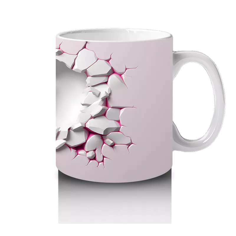 Pembe Çatlaklı Duvar Üzerinde Kelebek – Baskılı Kahve Kupası - 3