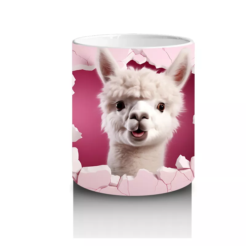 Pembe Çatlakta Bakan Beyaz Chihuahua – Baskılı Kahve Kupası - 3