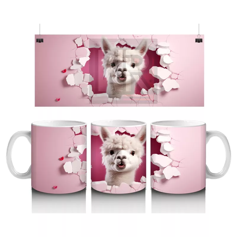 Pembe Çatlakta Bakan Beyaz Chihuahua – Baskılı Kahve Kupası