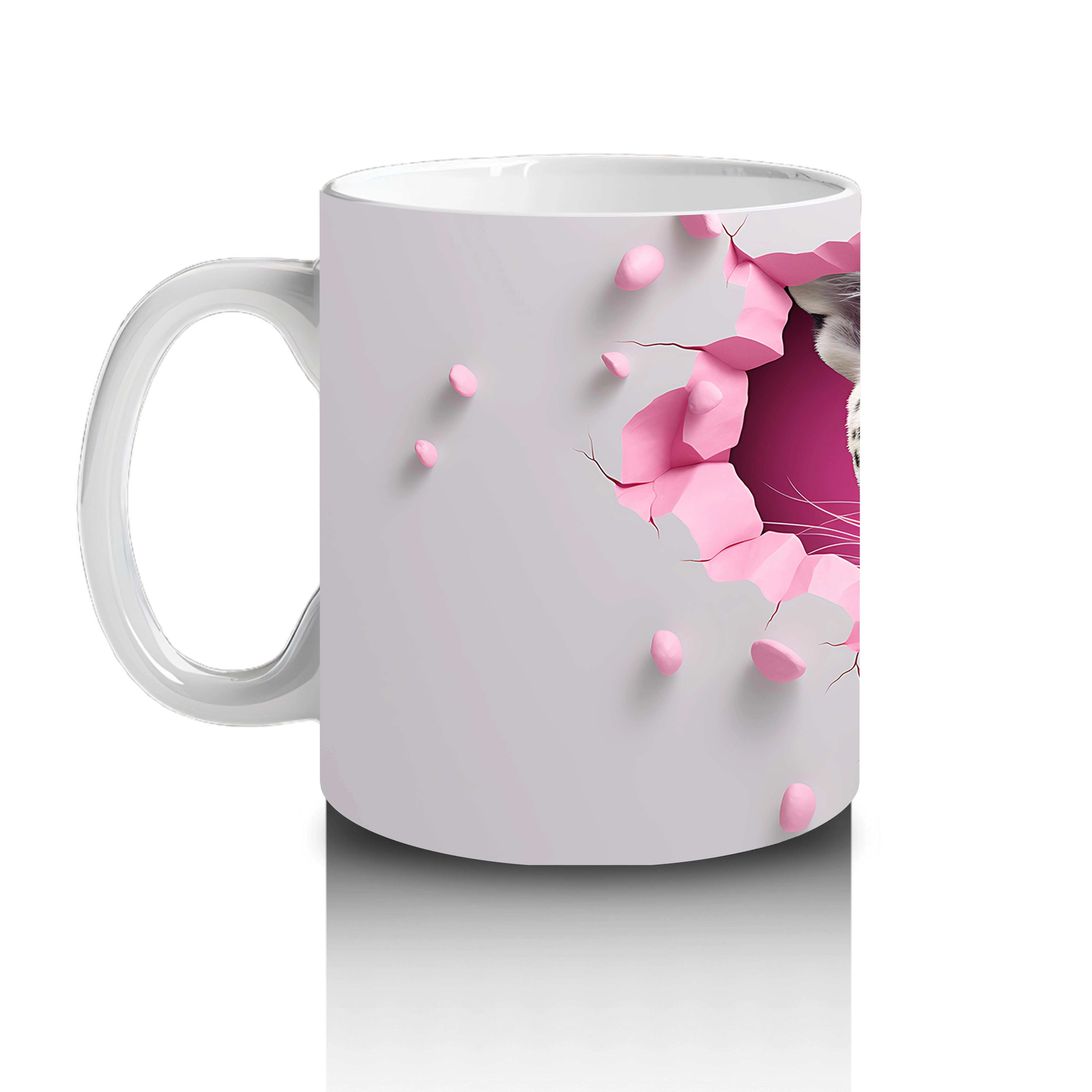 Pembe Çatlakta Bakan Gözleri Parlayan Kaplan – Baskılı Kahve Kupası - 2