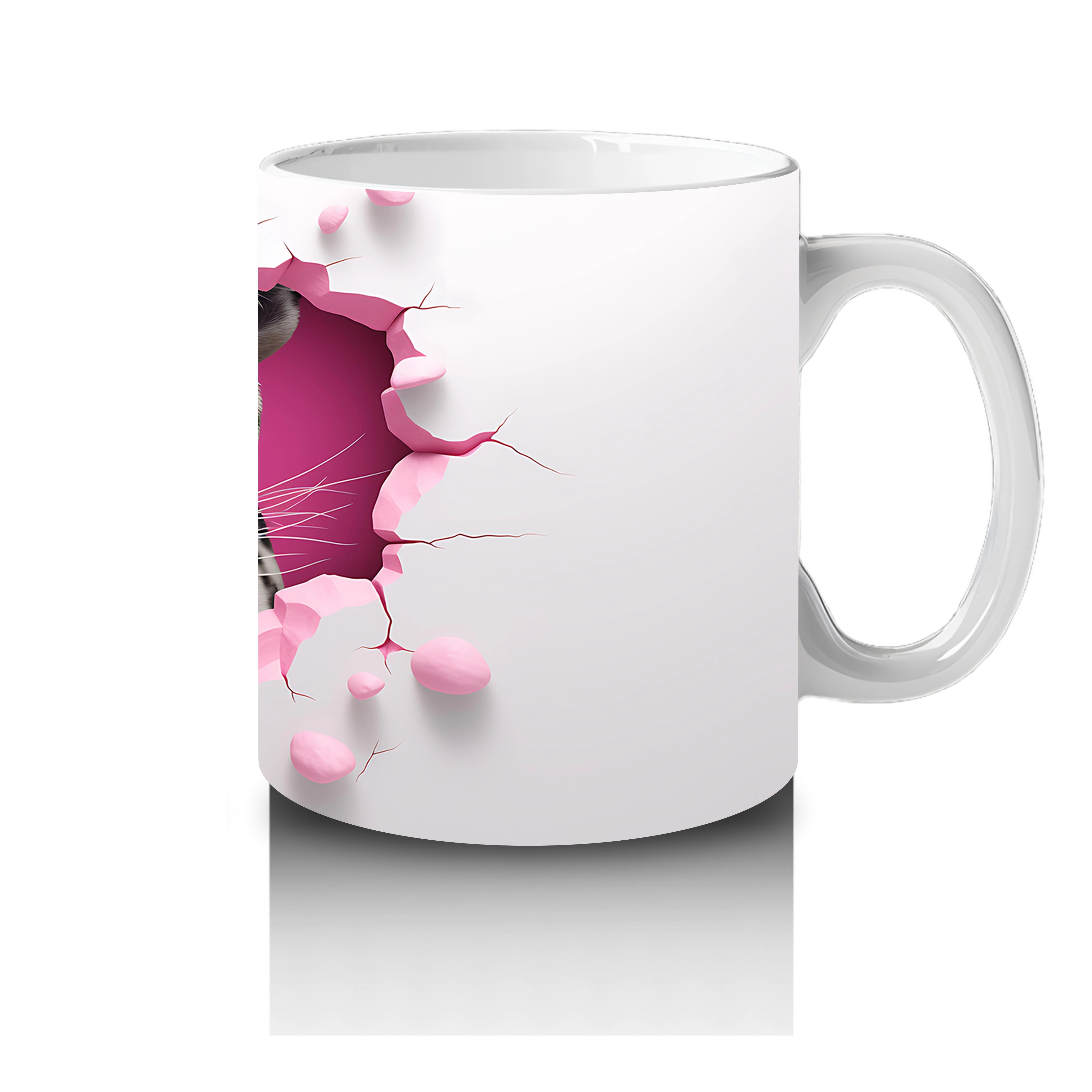 Pembe Çatlakta Bakan Gözleri Parlayan Kaplan – Baskılı Kahve Kupası - 4