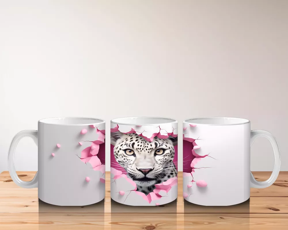 Pembe Çatlakta Bakan Gözleri Parlayan Kaplan – Baskılı Kahve Kupası - 5