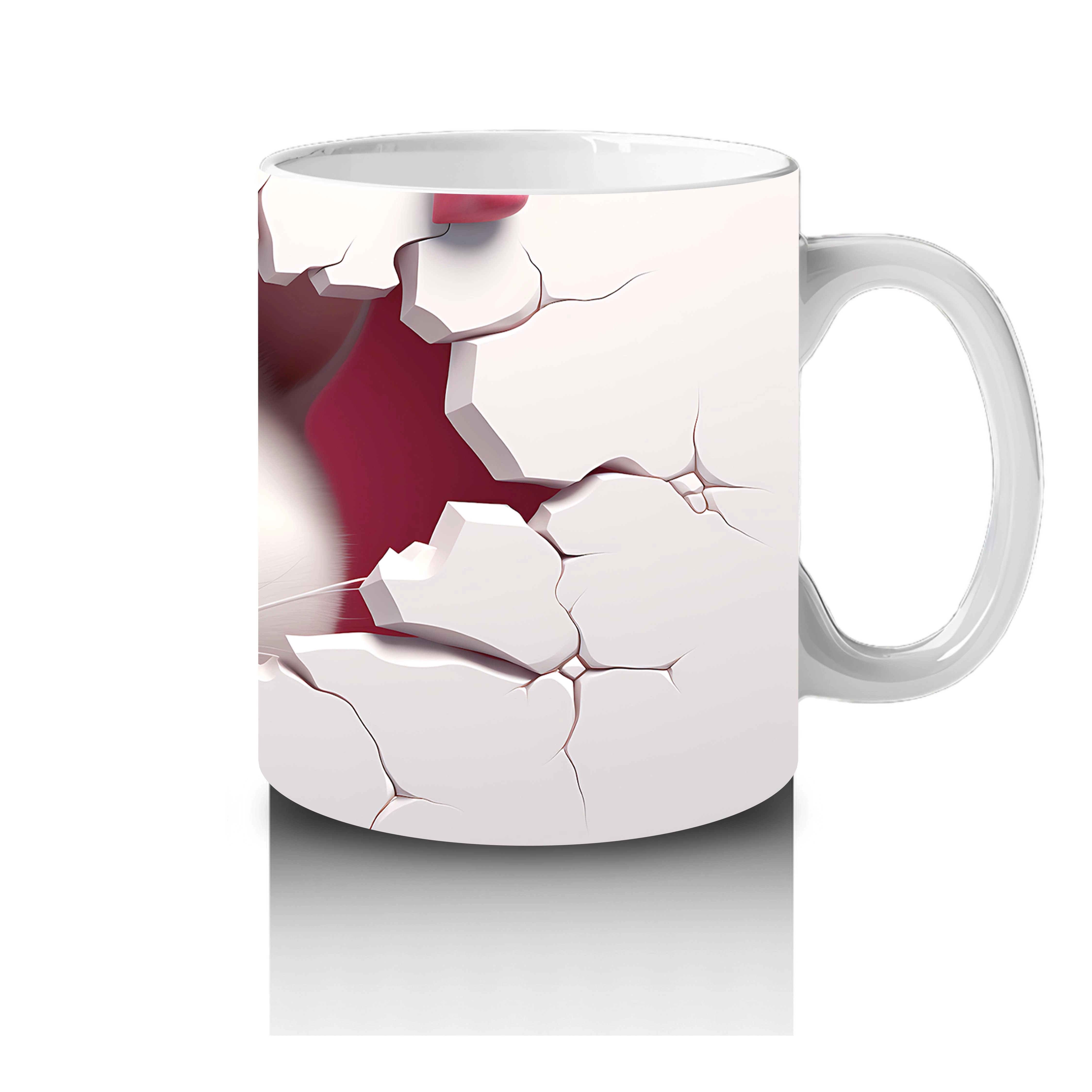 Pembe Çatlakta Bakan Sevimli Kedi Yavrusu – Baskılı Kahve Kupası - 4