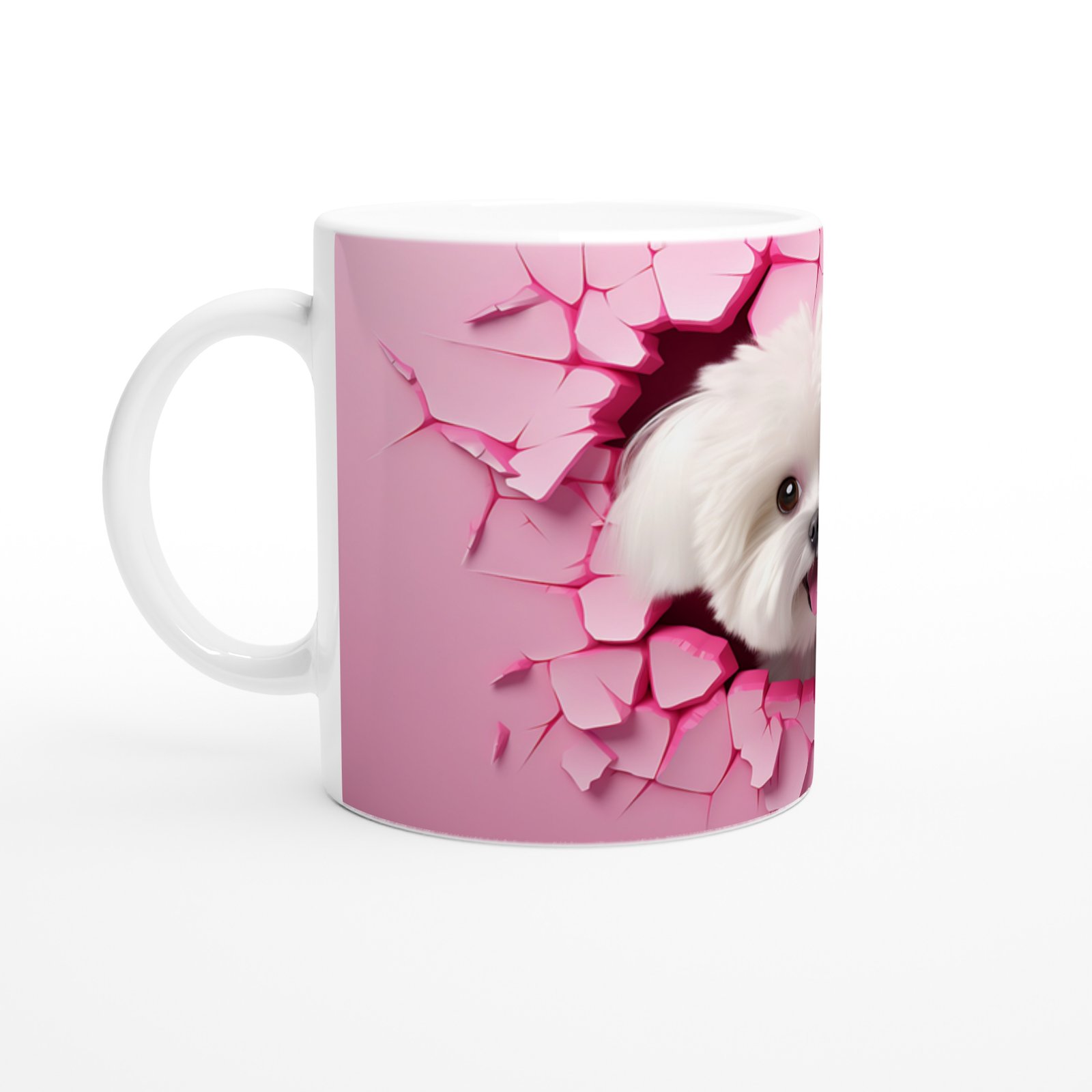 Pembe Çatlaktan Bakan Maltese Temalı Baskılı Kupa Bardak - 2