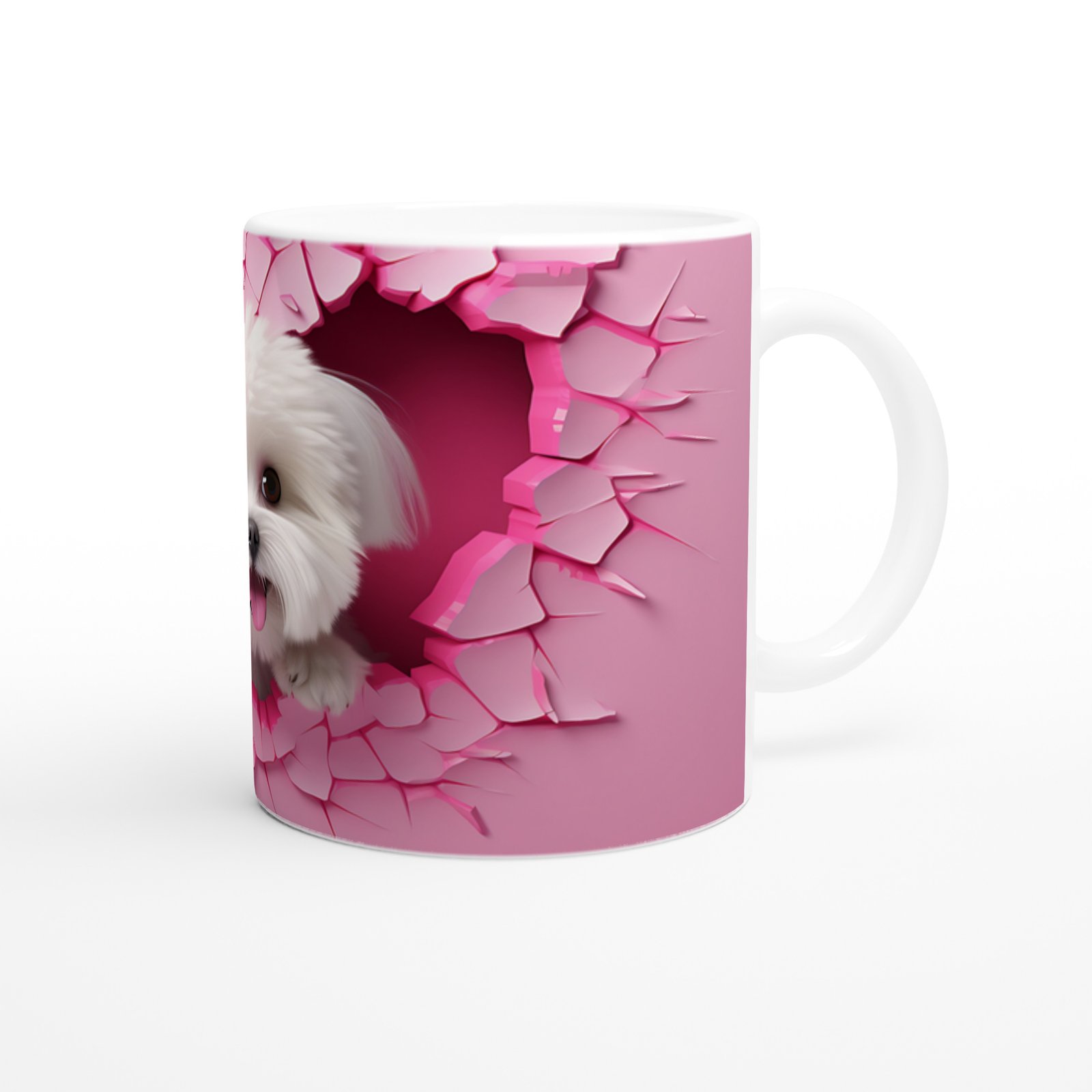 Pembe Çatlaktan Bakan Maltese Temalı Baskılı Kupa Bardak - 3