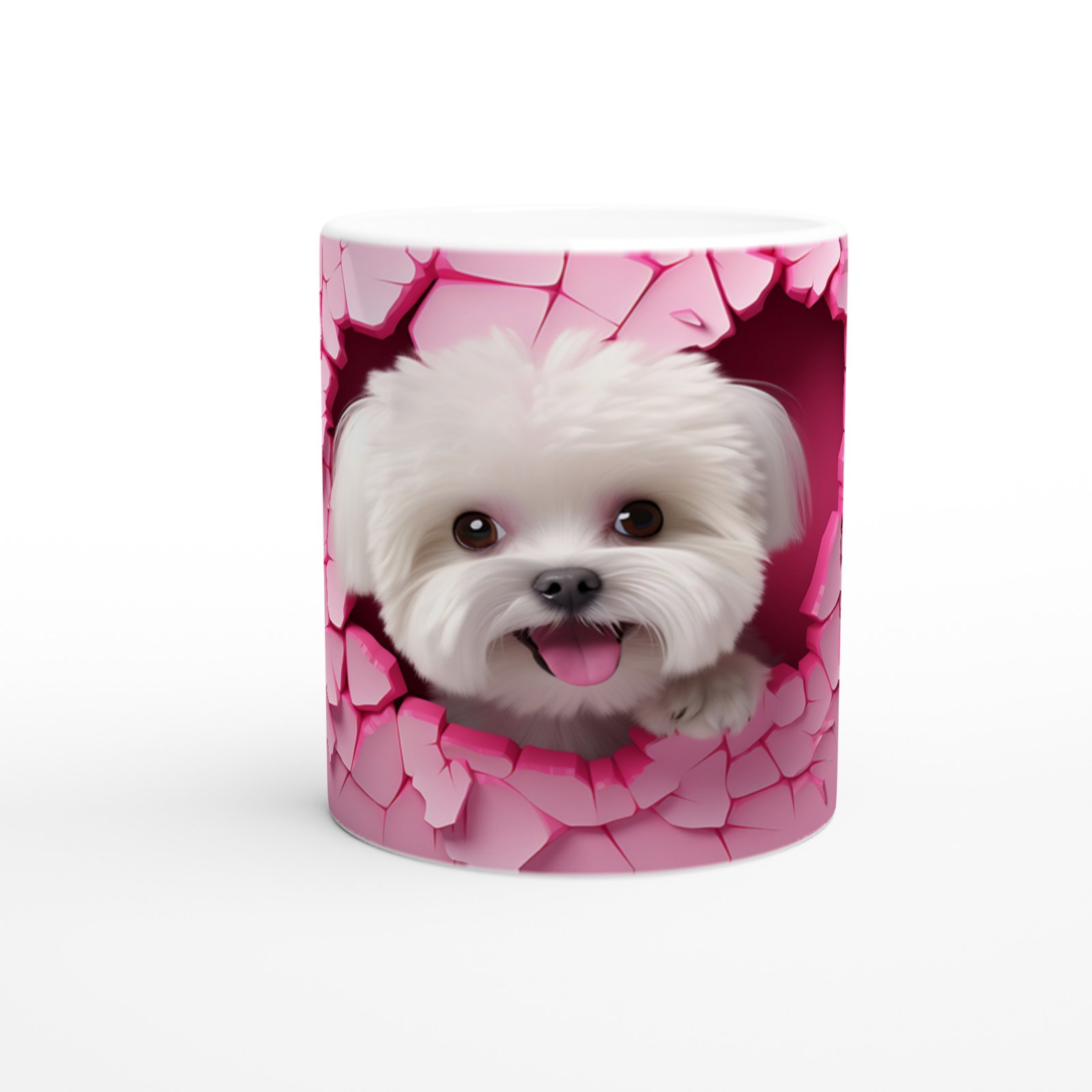 Pembe Çatlaktan Bakan Maltese Temalı Baskılı Kupa Bardak