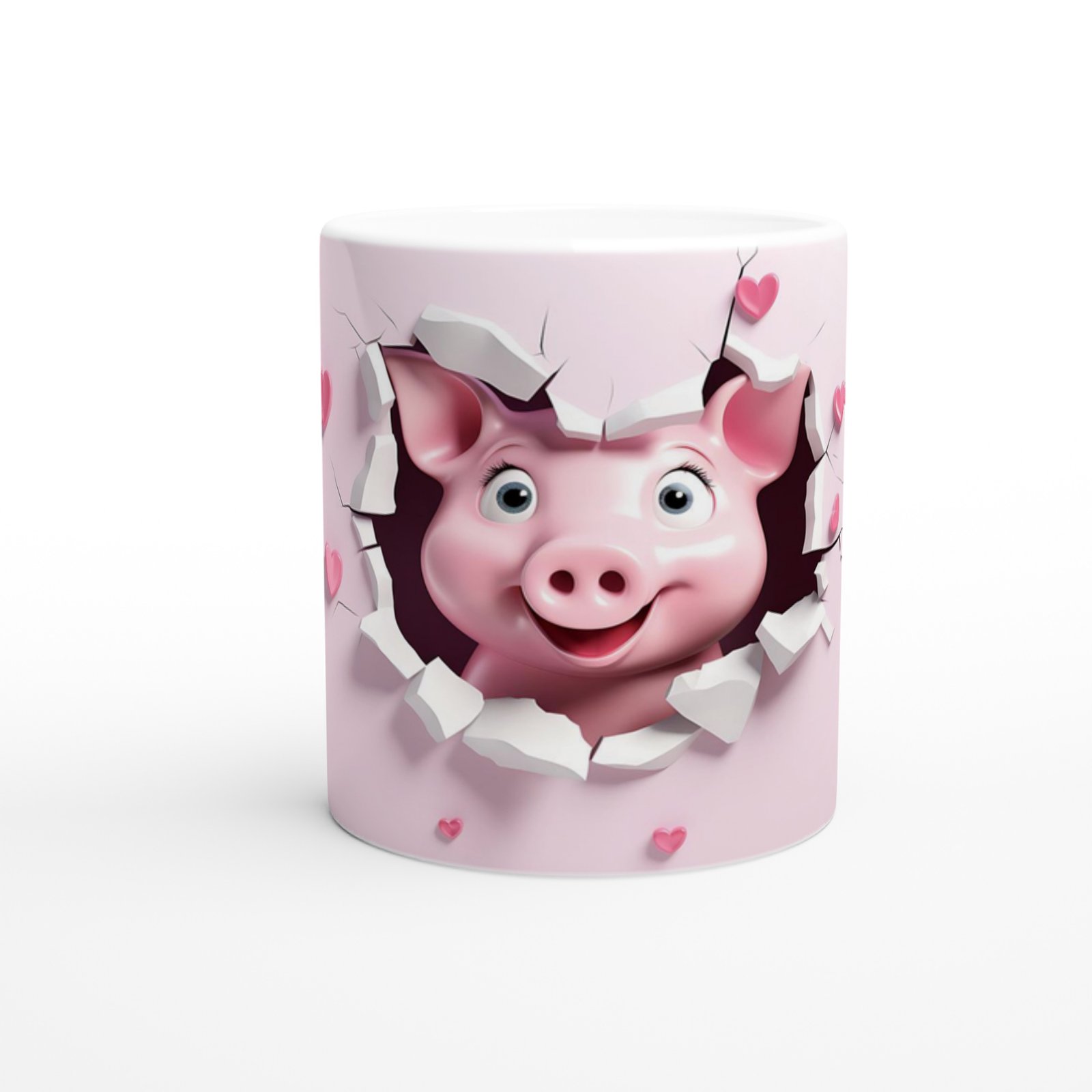 Pembe Çatlaktan Bakan Tatlı Domuz Temalı Baskılı Kupa Bardak