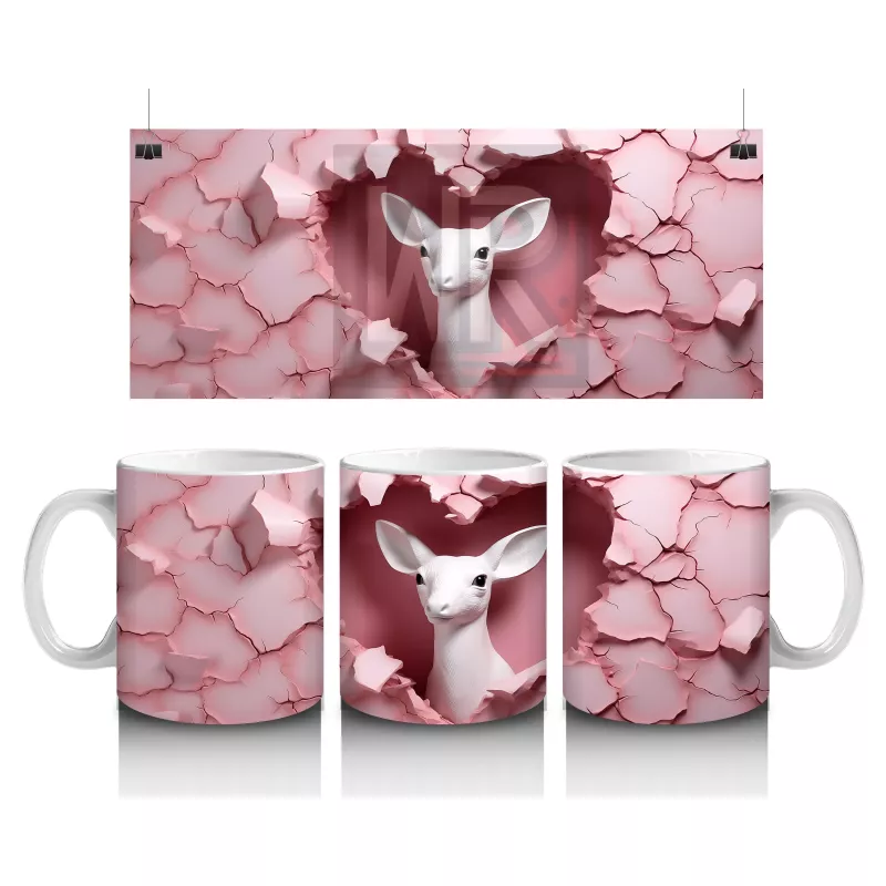 Pembe Doku Arasında Sevimli Ceylan - Baskılı Kahve Kupası