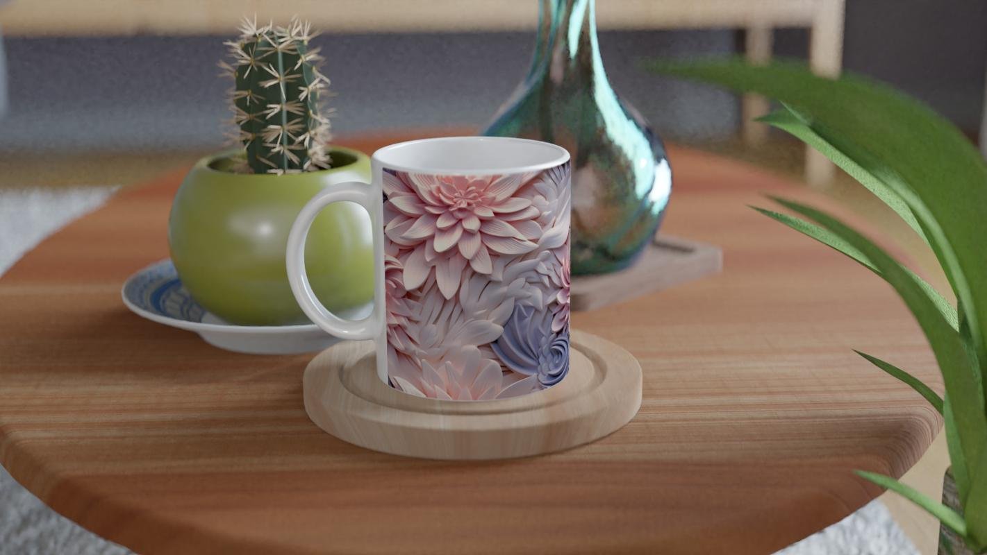 Pembe Düşler Çiçek Desenli Kupa Bardak - 4