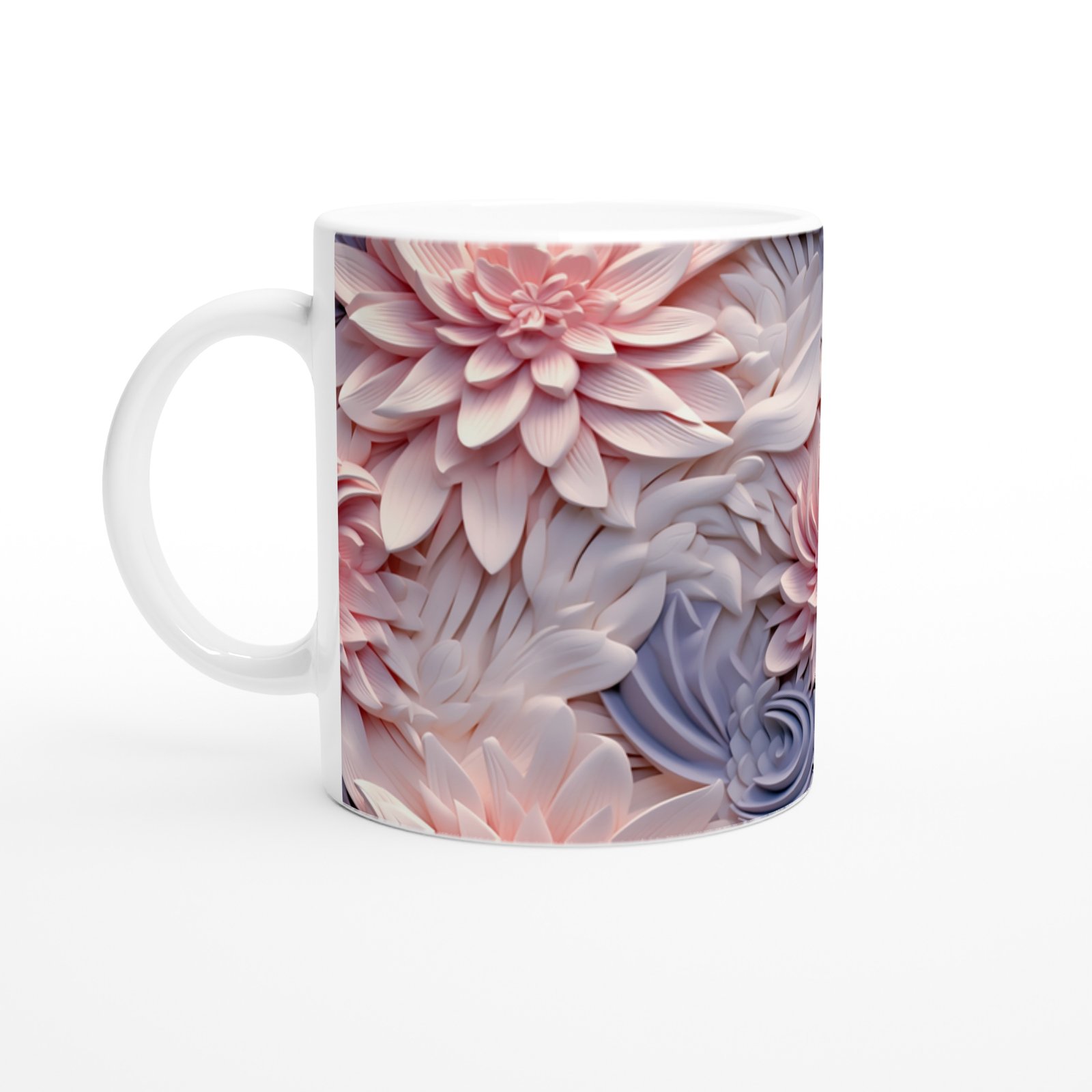 Pembe Düşler Çiçek Desenli Kupa Bardak