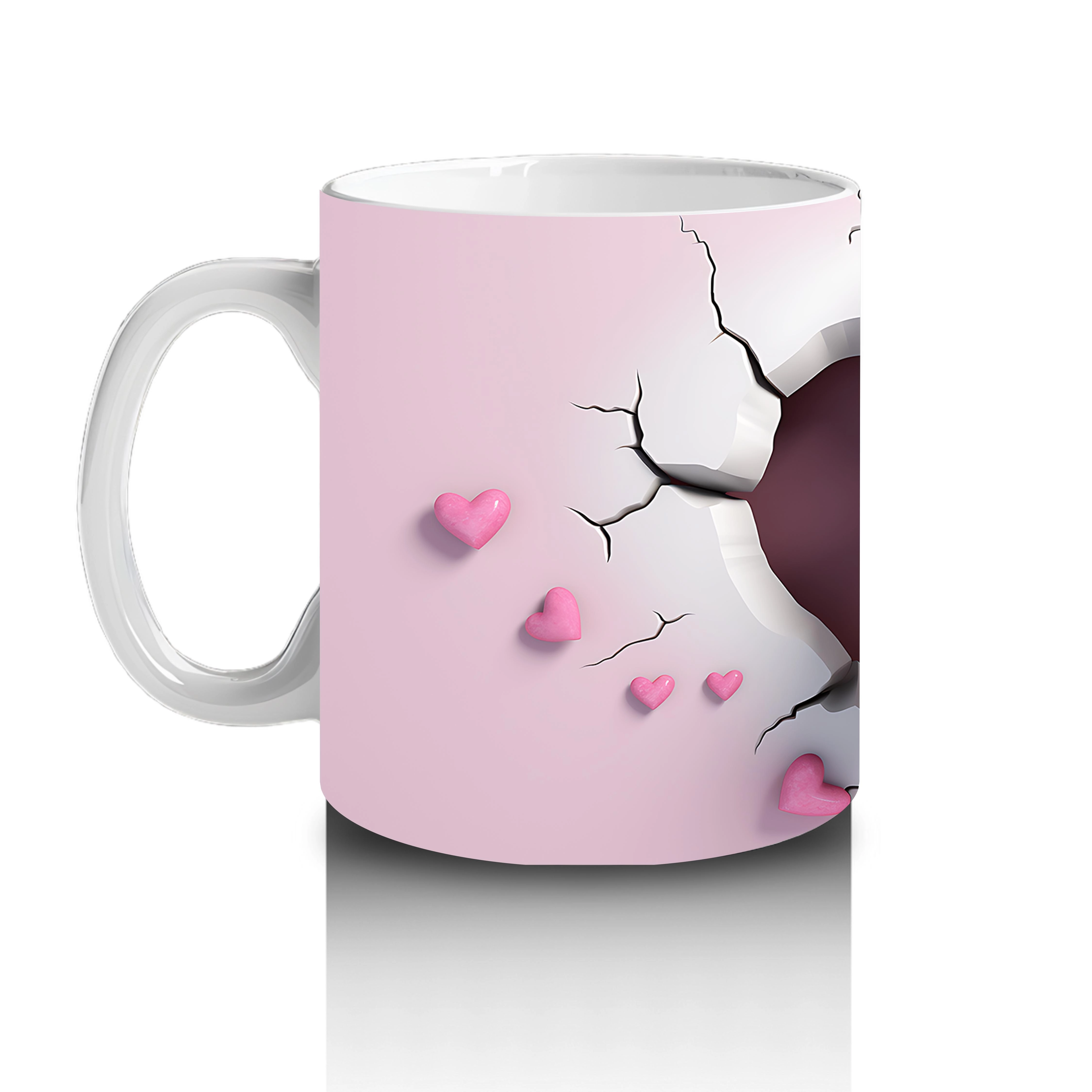 Pembe Duvar Arasında Romantik At Figürü – Baskılı Kahve Kupası - 2