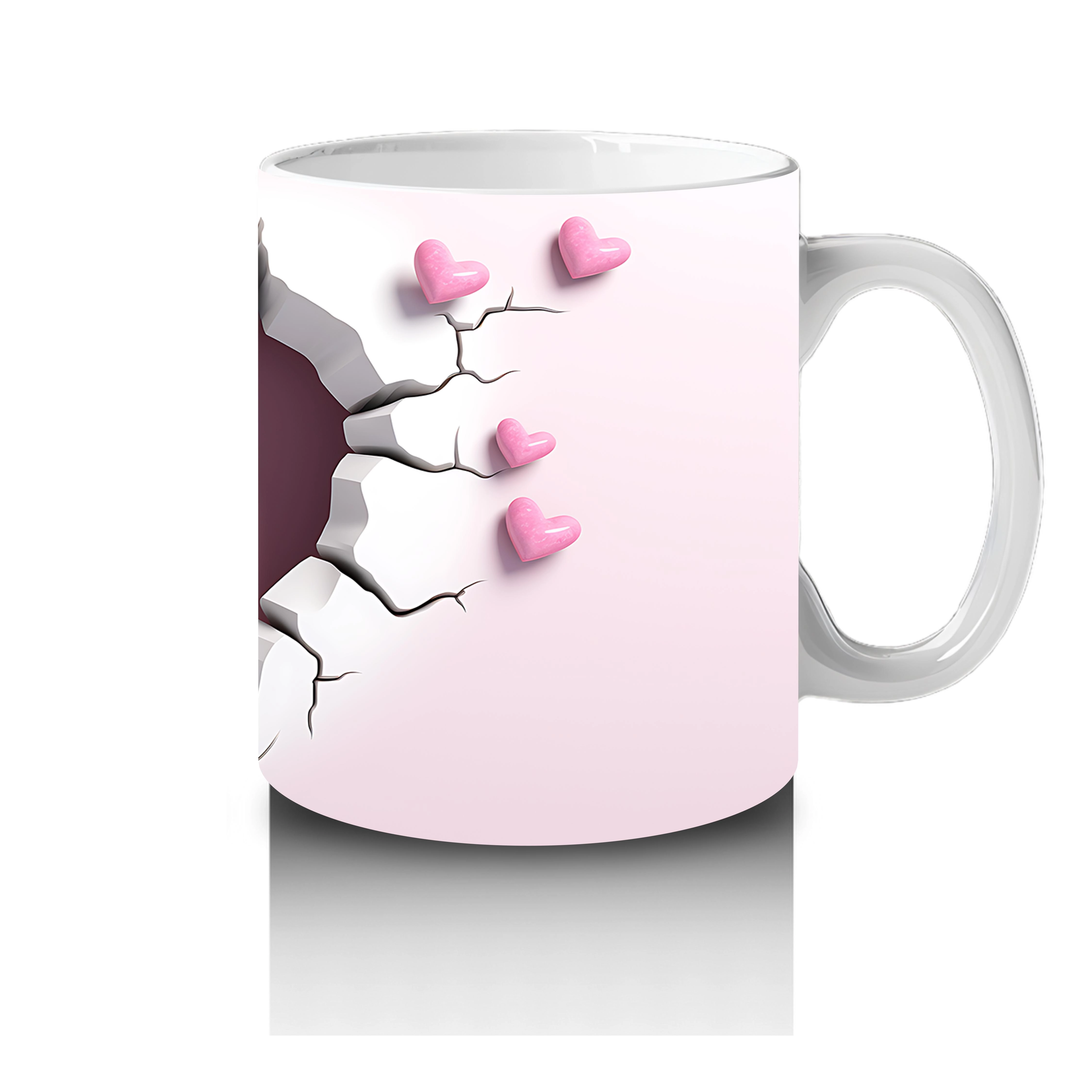 Pembe Duvar Arasında Romantik At Figürü – Baskılı Kahve Kupası - 4