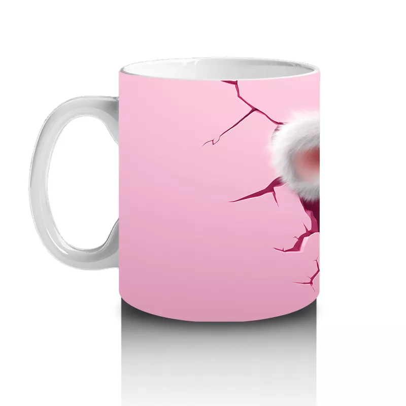 Pembe Duvar Arasından Bakan Koala Yavrusu – Baskılı Kahve Kupası - 2