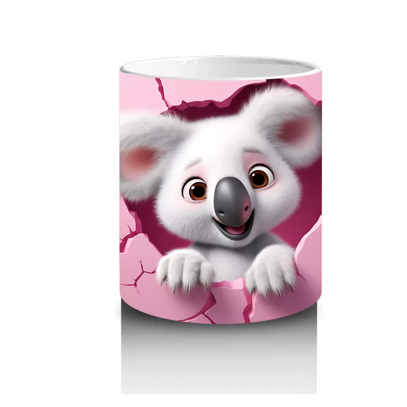 Pembe Duvar Arasından Bakan Koala Yavrusu – Baskılı Kahve Kupası - 3