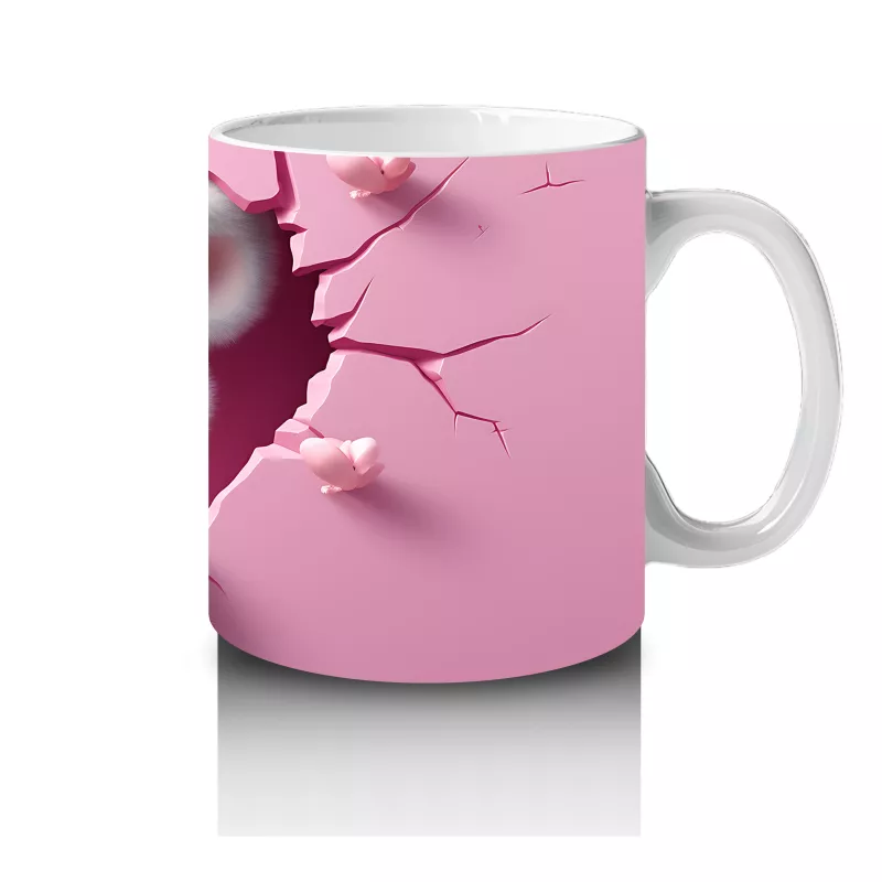 Pembe Duvar Arasından Bakan Koala Yavrusu – Baskılı Kahve Kupası - 4