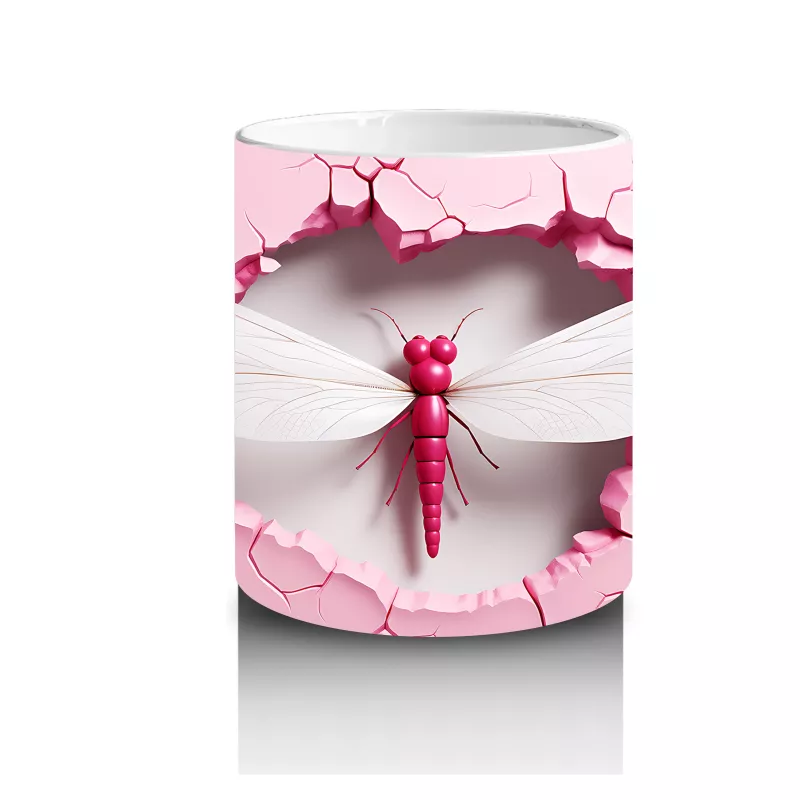 Pembe Duvarı Kırarak Uçan Ejderha Sineği - Baskılı kahve kupası - 3