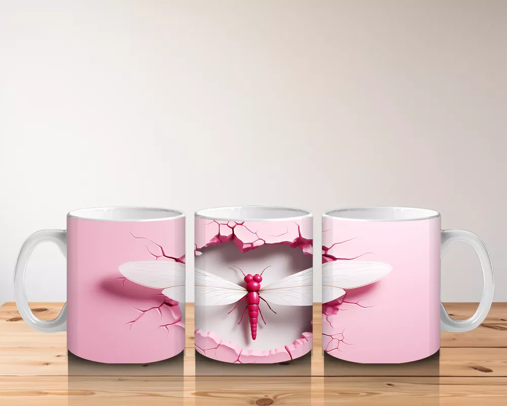 Pembe Duvarı Kırarak Uçan Ejderha Sineği - Baskılı kahve kupası - 5